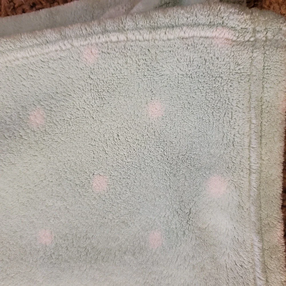 Cloud Island Mint Green White Polka Dots Baby Blanket Plush Security Lovey 30x30